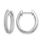 10k White Gold Diamond In/Out Hinged Hoop Earrings
